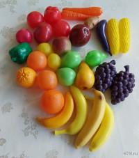 Набор пластиковых овощей и фруктов, 30 шт