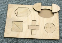 Рамки-вкладыши плоскостные с составными геометрическими формами. 12 деталей. Доска Сегена. С 1,5-2 лет